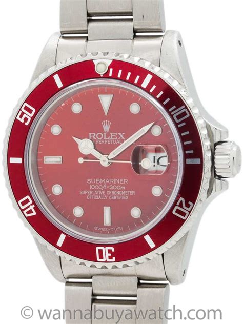 rolex submariner ref 16610 circa 1987 custom ruby red dial|rolex submariner 16610 best years.